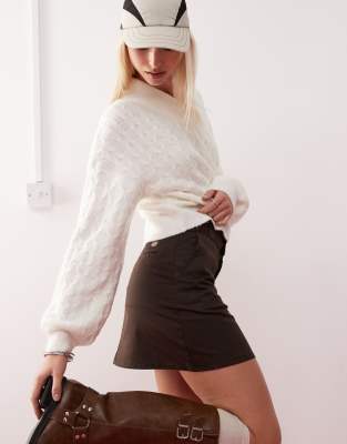 mini work skirt in dark brown