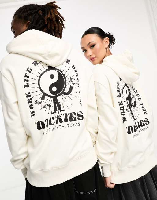 Dickies – Montross – Bluza z kapturem w kolorze złamanej bieli i nadrukiem z motywem yin yang