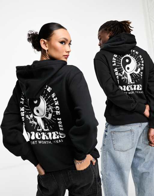 Dickies - Montross - Felpa con cappuccio nera con stampa yin-yang sul retro, 2 di 4