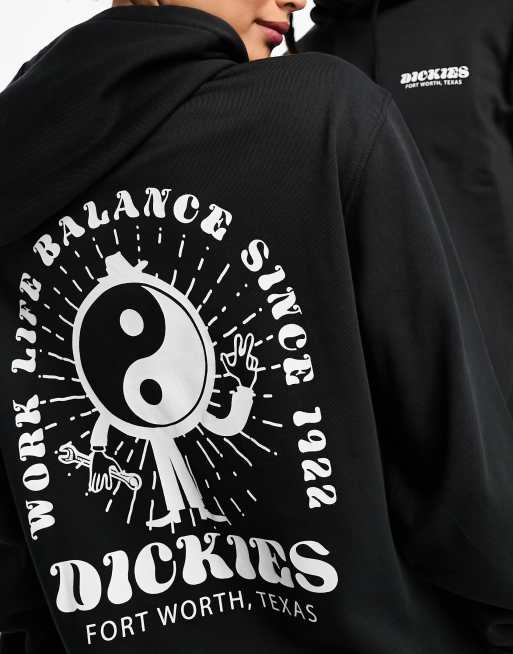 Dickies - Montross - Felpa con cappuccio nera con stampa yin-yang sul retro, 4 di 4