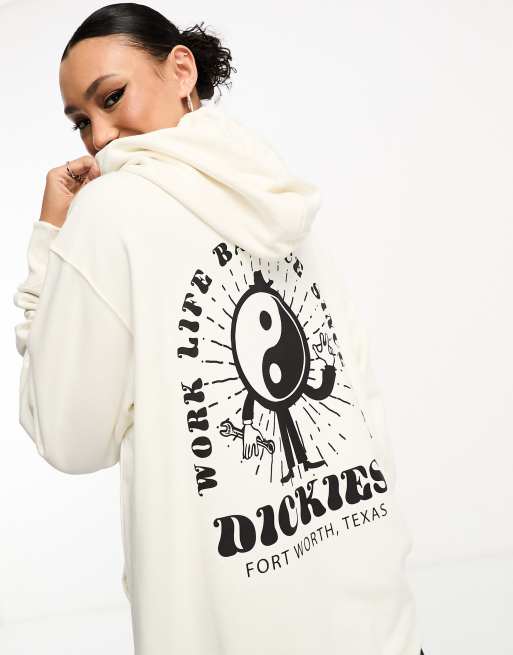 Dickies - Montross - Råhvid hættetrøje med yin/yang-print på ryggen, 2 af 4