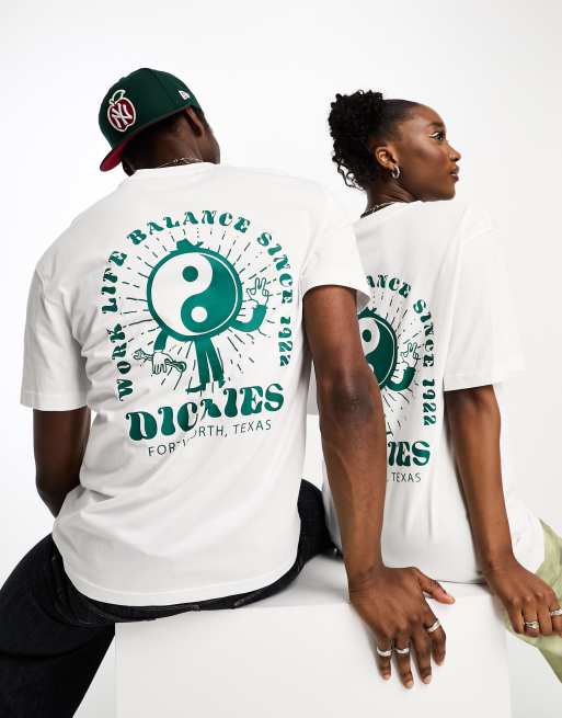 Dickies - Montross - T-shirt met yin yang-print op de achterkant in wit