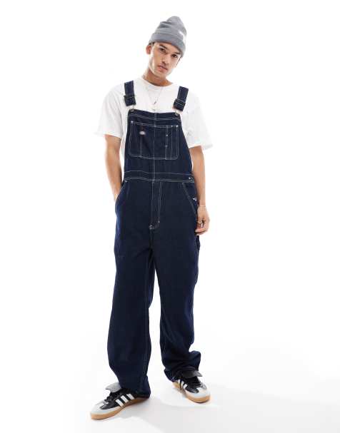 Dickies – Mörkblå, klassiska hängselbyxor i denim - view 1