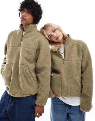 Dickies mount hope quarter zip fleece in khaki green φωτογραφία