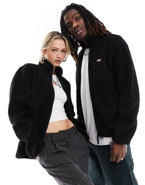 Dickies mountain hope high pile fleece jacket in black - view 1