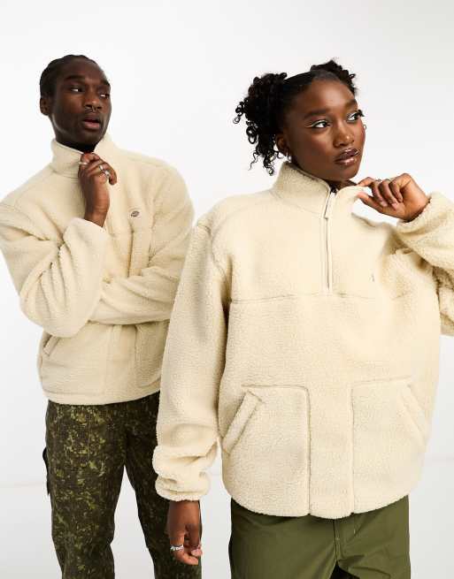 Dickies - Mountain Hope - Sweatshirt van hoogpolig fleece met 1/4 rits in stone, 4 van 4