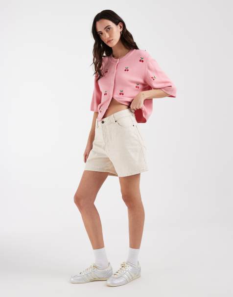 Dickies – Naturvita jeansshorts med hög midja, 5 tum - view 1