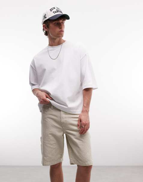 Dickies – Naturvita och bruna, randiga shorts i snickarsitl på 11tum - view 1