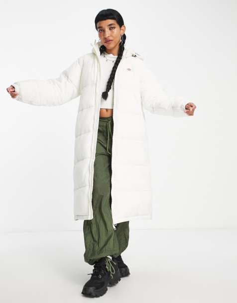 Dickies New Alatna long puffer jacket in cream - view 1