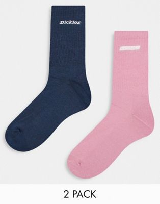Dickies New Carlyss 2 pack socks in blue/pink