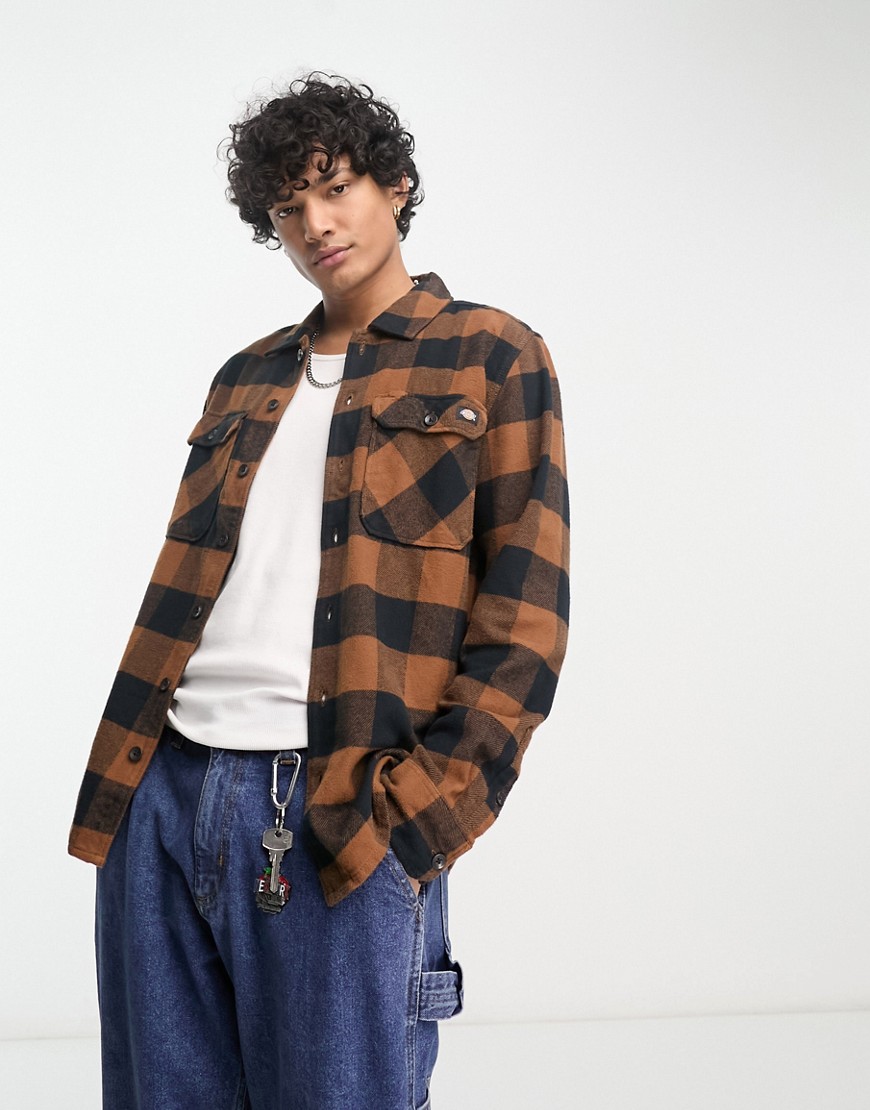 Dickies new sacramento shirt in brown and black check