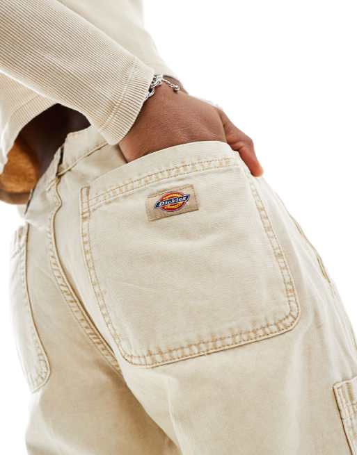 Dickies - Newington - Bukser med lommedetaljer i vasket cremehvid, 3 af 5
