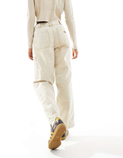 Dickies – Newington – Gräddvita, tvättade byxor med fickor, 4 av 5