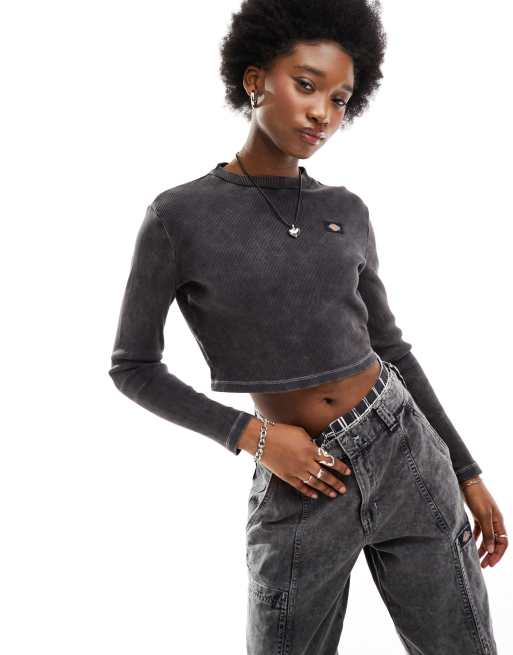 Dickies - Newington - Maglietta a maniche lunghe nera slavata 