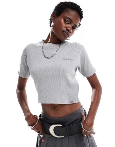 Dickies – Newington – T-shirt o krótkim fasonie z krótkim rękawem w spranym szarym kolorze - view 1