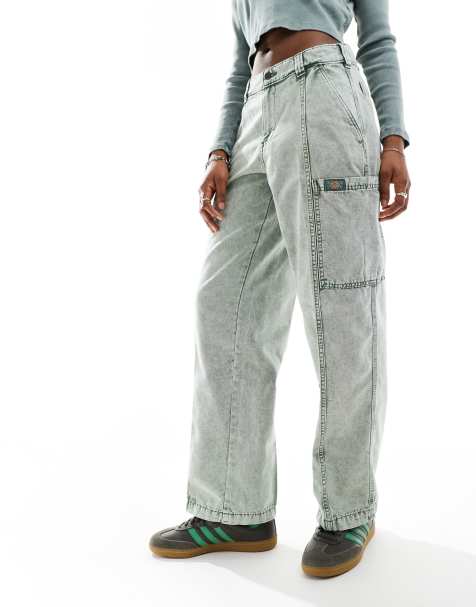 Dickies newington washed trousers with pocket detailing in green - view 1