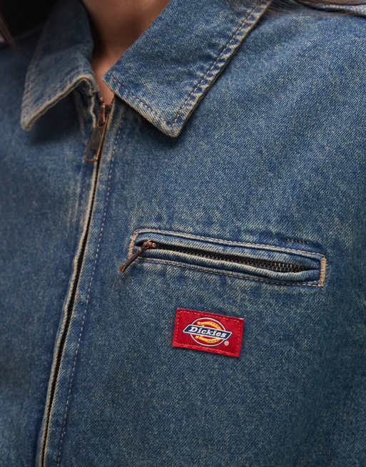 Dickies – Niebieska kurtka jeansowa Painter z przebarwieniem khaki, 3 z 4