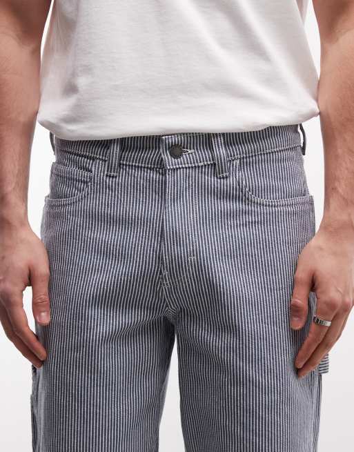 Dickies – Niebieskie szorty typu carpenter o długości 11 cali w paski, 3 z 5