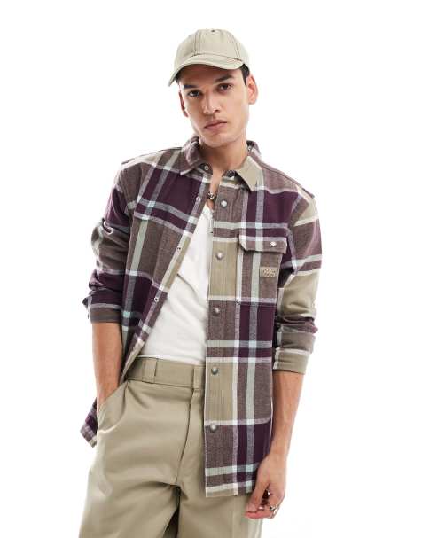 Dickies nimmons large check shirt in green multi - view 1