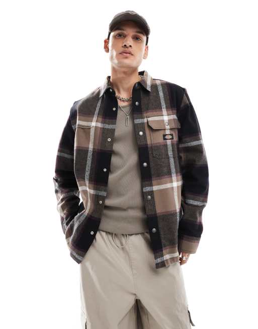 Dickies - Nimmons - Overhemd met grote ruit in donkerbruin multi