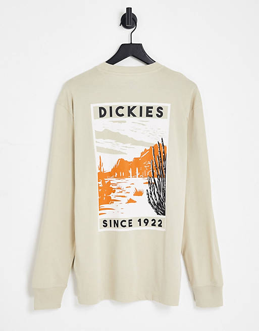 Dickies - North Plains - T-shirt met lange mouwen in beige, exclusief bij ASOS