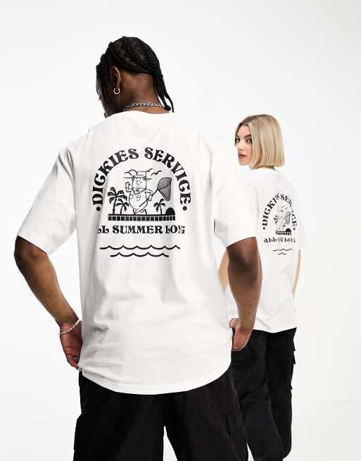 Dickies - Oak Grove - Resort Pack - Pool Service - Uniseks T-shirt met print op de achterkant in wit, exclusief bij ASOS