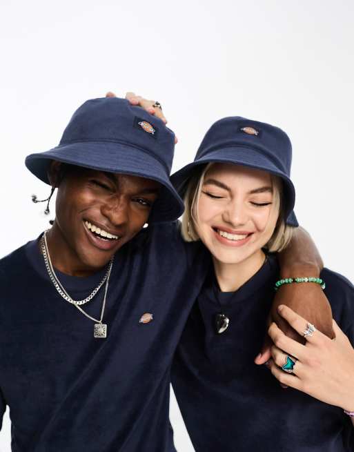 Dickies oak grove Unisex towelling bucket hat in navy resort pack exclusive  to asos