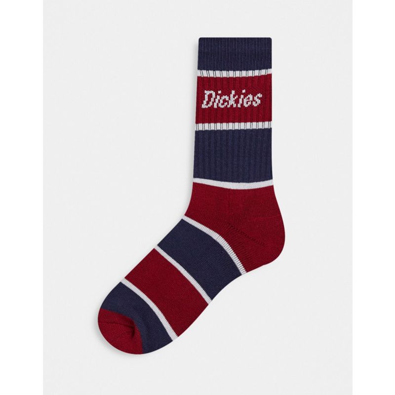 Dickies – Oakhaven – Gestreifte Socken in Marineblau/Rot