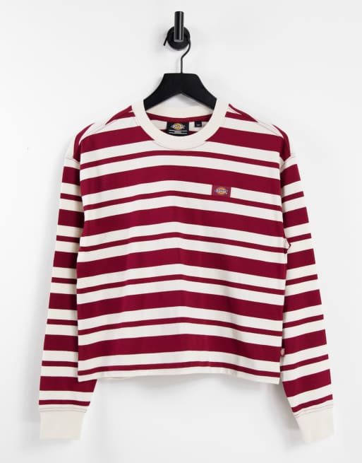 Dickies Oakhaven stripe long sleeve t-shirt in red/white