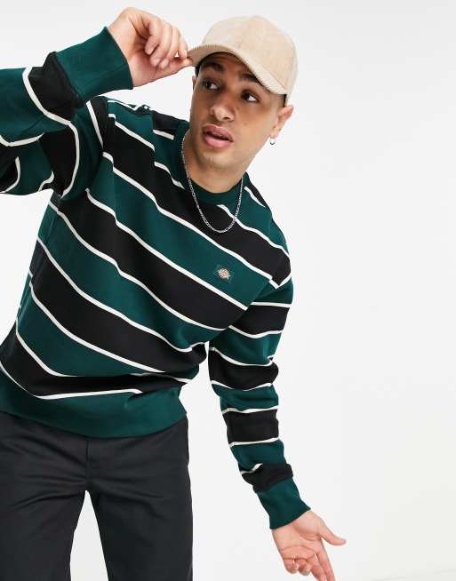 Green store striped sweatshirt