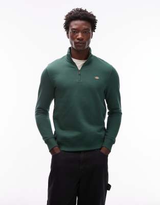 Dickies Dickies oakport 1/4 zip jumper in dark green