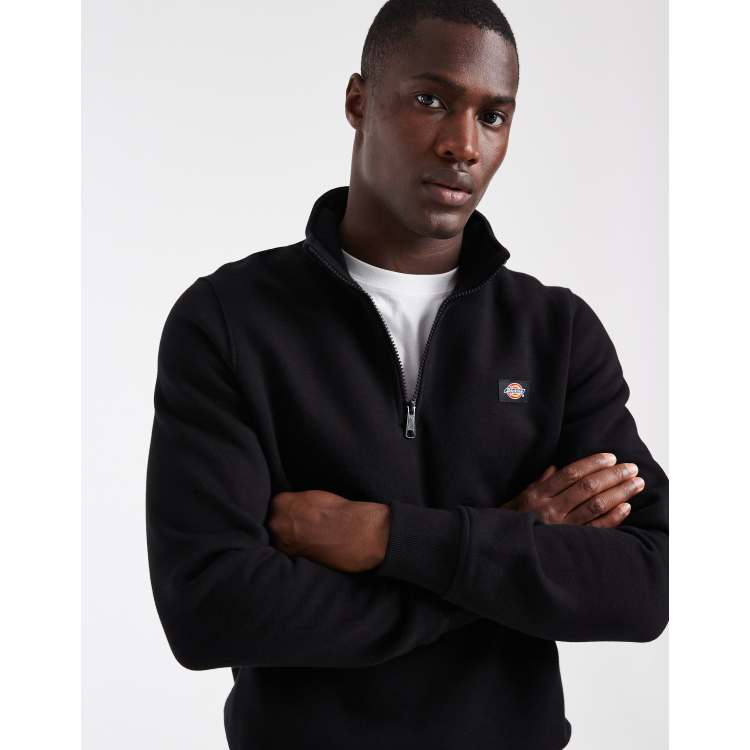 Dickies oakport 1/4 zip sweatshirt in black | ASOS
