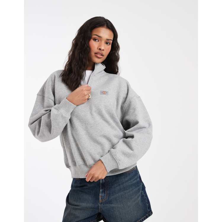 Dickies Oakport 1/4 zip sweatshirt in heather grey | ASOS