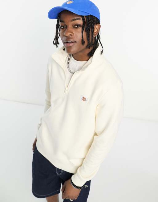 ディッキーズ Dickies oakport 1/4 zip sweatshirt in off white メンズ-