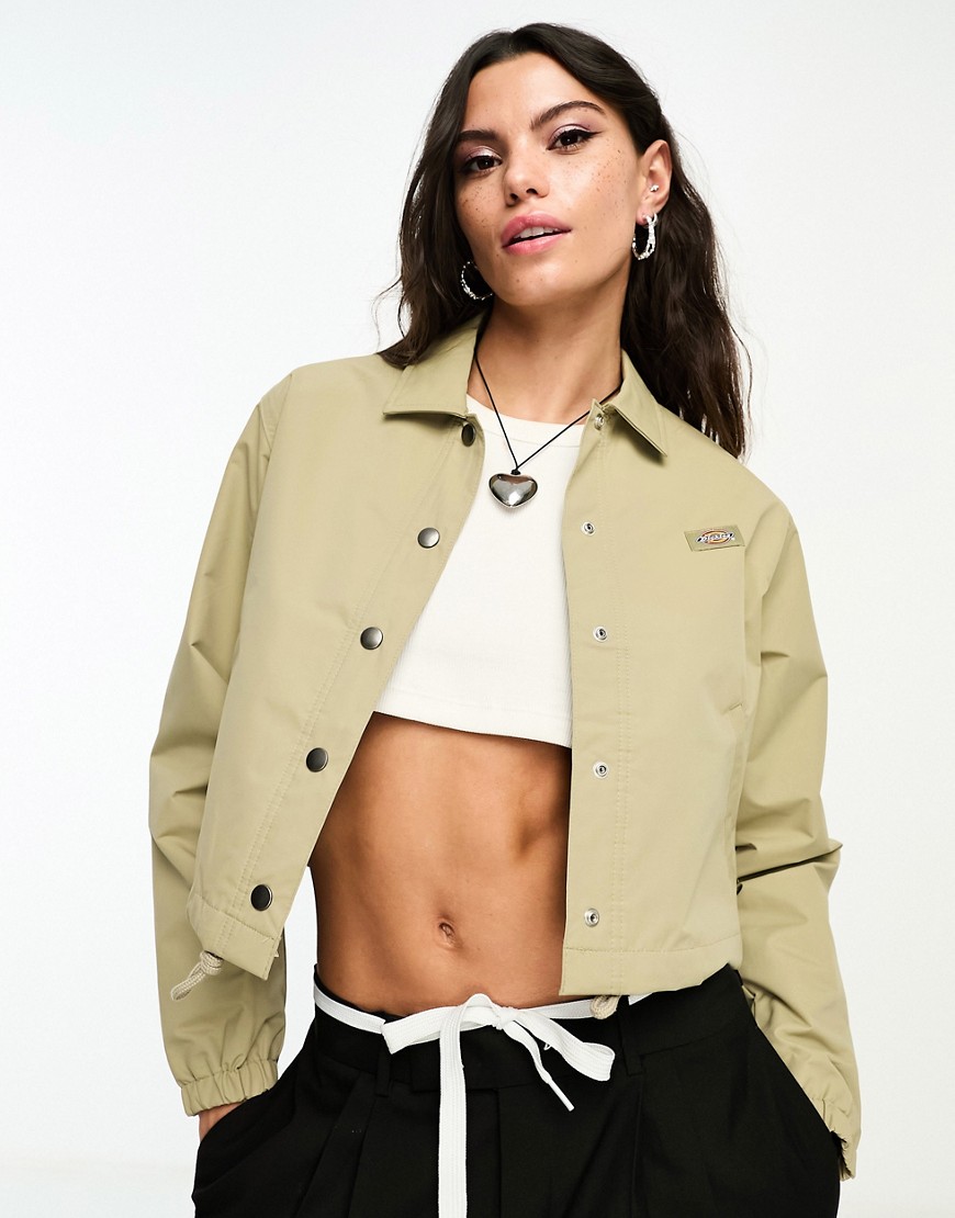 Dickies oakport cropped coach jacket in khaki-Green