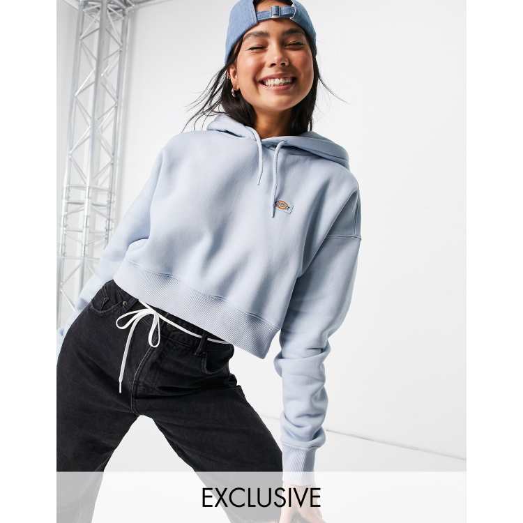 Dickies Oakport cropped hoodie in blue Exclusive at ASOS