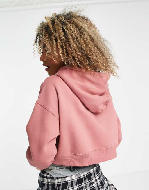 Pink cropped champion store hoodie