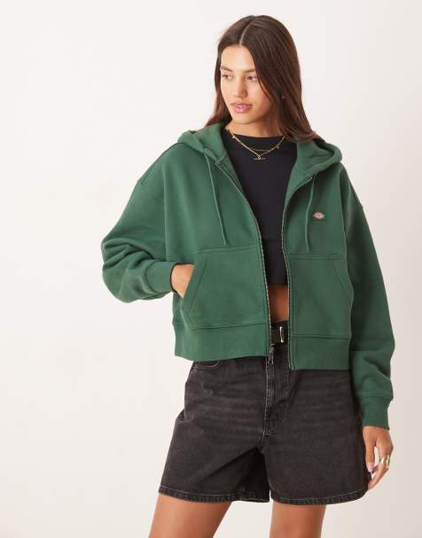 Dickies - Oakport - Felpa con cappuccio verde scuro con zip - view 1