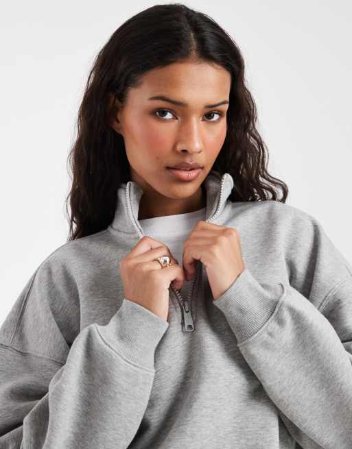 Dickies - Oakport - Felpa con zip corta grigio mélange, 3 di 4