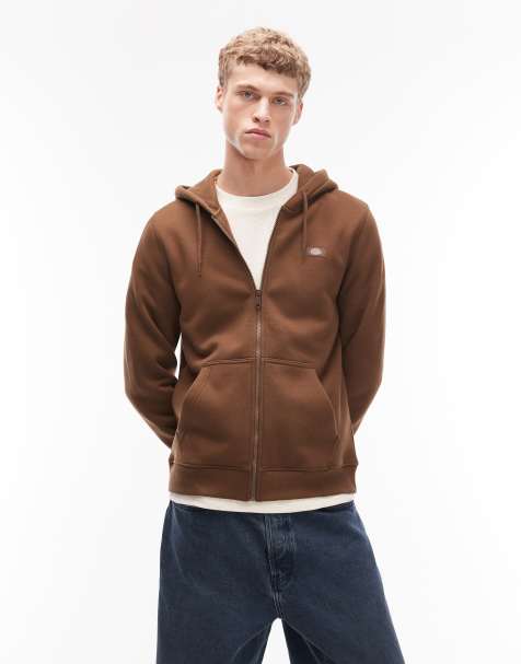 Dickies - Oakport - Felpa marrone con cappuccio e zip - view 1