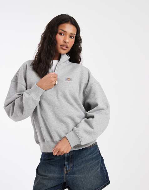 Dickies – Oakport – Grå sweatshirt med 1/4-lång dragkedja - view 1