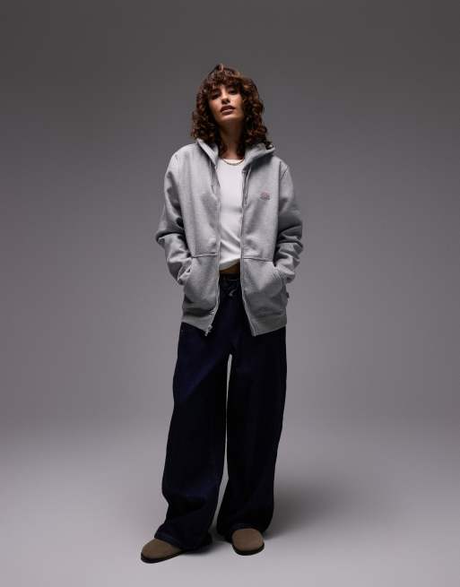 Dickies – Oakport – Gråmelerad huvtröja med liten logga och dragkedja, 4 av 4