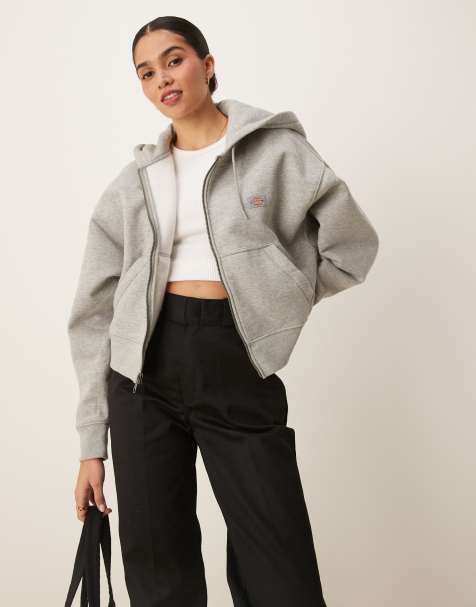 Dickies - Oakport - Gråmeleret hættetrøje med lynlås - view 1