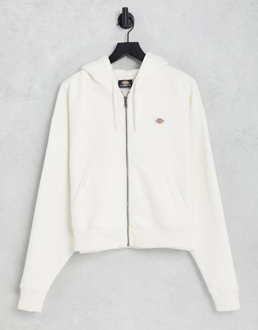 Dickies – Oakport – Kapuzenjacke in Cremeweiß mit Reißverschluss