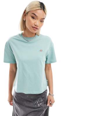 Dickies - Oakport - Kastiges, kurzes T-Shirt in Blau