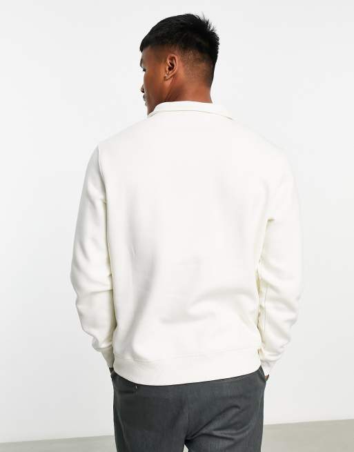 ディッキーズ Dickies oakport 1/4 zip sweatshirt in off white メンズ-