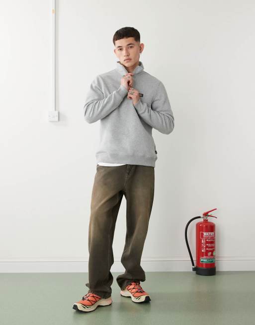 Dickies Oakport small logo quarter zip jumper in grey marl, 4 of 4
