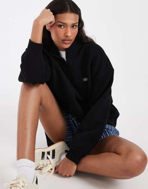 Dickies - Oakport - Sweatshirt med 1/4-lynlås i sort - view 1