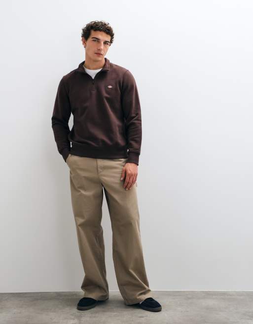 Dickies Oakport sweatshirt met 1/4-rits in chocoladebruin, 3 van 5