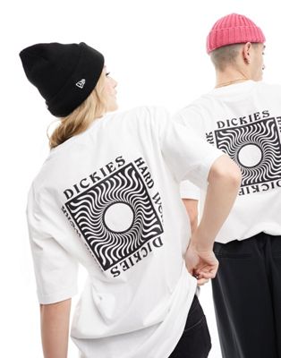 Dickies oatfield back print t-shirt in white- exclusive to asos